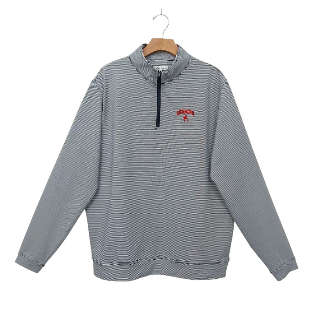 Peter Millar Perth Sugar Stripe Performance Quarter-Zip Mens Large Navy Golf